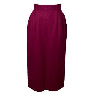 Vintage Michele Women’s Red Wool‎ Midi Skirt Office Career Quiet Luxury Sz 9/10